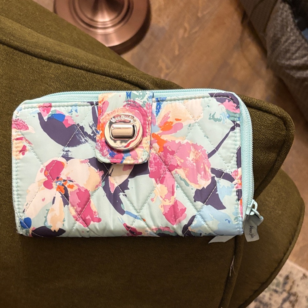 Vera Bradley Floral Quilted Wallet in Pink and Blue